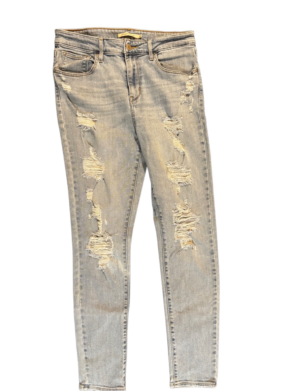 Levi Strauss 721 High Rise Skinny Blue Jeans Size 29 / 30 Distressed 5 Pocket
